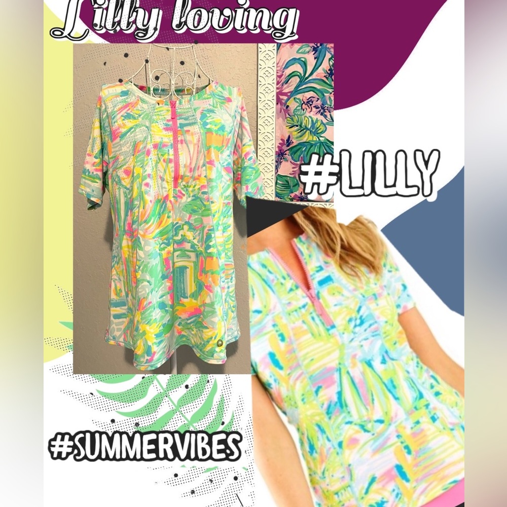 Lilly Pulitzer Luxletic UPF 50+ Kaleni Short Sleeve Rashguard Size XL